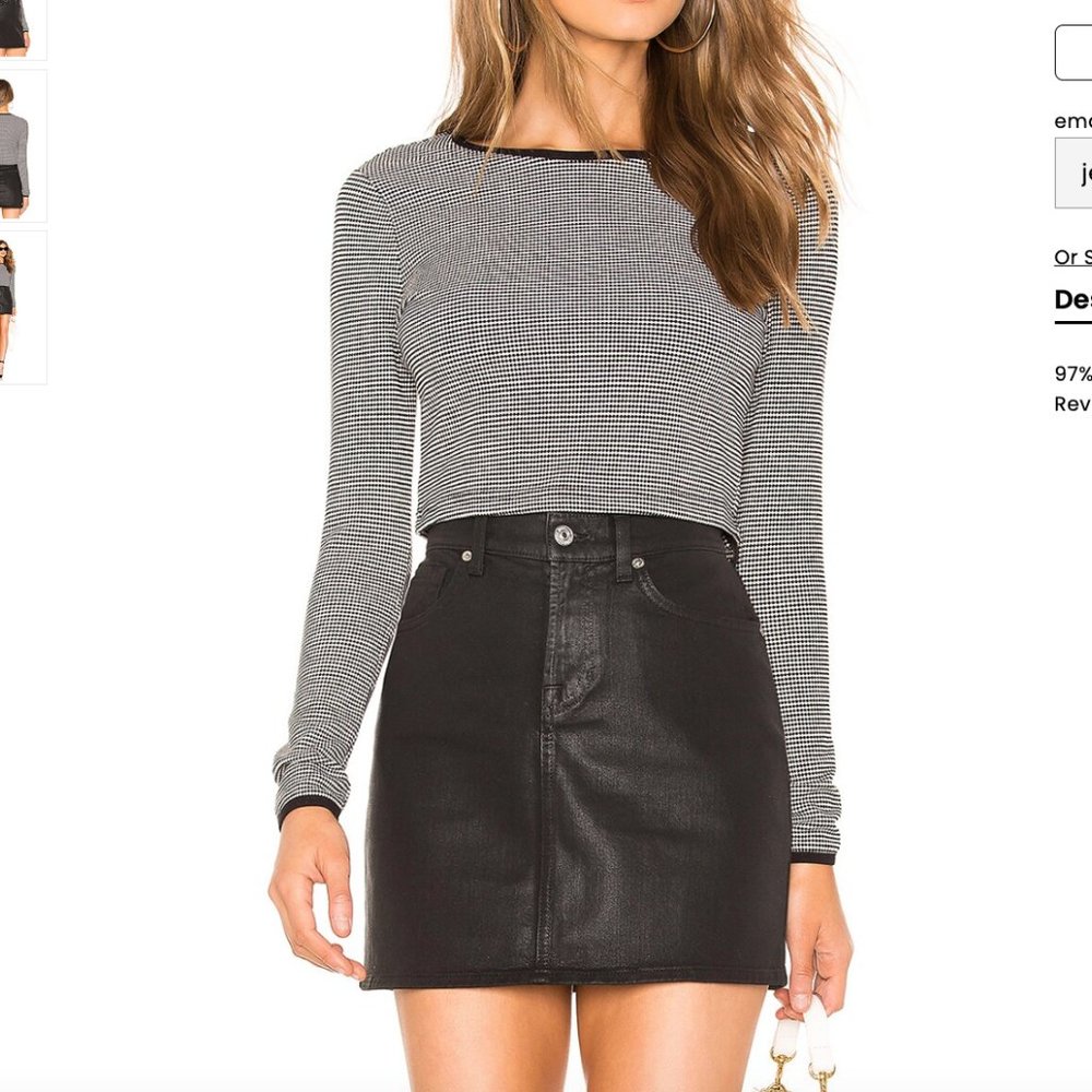 by the way Long Sleeve Crop Top Black & White SMALL